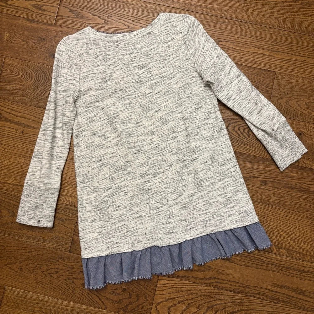 Saturday Sunday Elora Denim Ruffle Pullover Top. - Picture 7 of 8